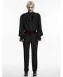Punk Rave Black and Red Gothic Embroidered Velvet Patched Pants for Men