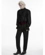 Punk Rave Black and Red Gothic Embroidered Velvet Patched Pants for Men