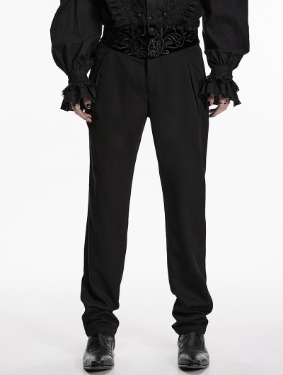 Punk Rave Black Gothic Embroidered Velvet Patched Pants for Men