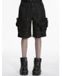 Punk Rave Black Gothic Punk Street Functional Pocket Shorts for Men