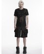 Punk Rave Black Gothic Punk Street Functional Pocket Shorts for Men