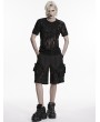 Punk Rave Black Gothic Punk Street Functional Pocket Shorts for Men