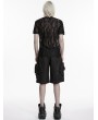 Punk Rave Black Gothic Punk Street Functional Pocket Shorts for Men