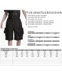 Punk Rave Black Gothic Punk Street Functional Pocket Shorts for Men