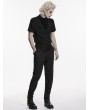 Punk Rave Black Gothic Embroidered Skeleton Pattern Pants for Men
