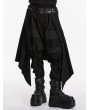 Punk Rave Black Gothic Punk Irregular Stud Belted Skirt for Men