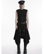 Punk Rave Black Gothic Punk Irregular Stud Belted Skirt for Men