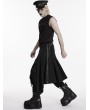 Punk Rave Black Gothic Punk Irregular Stud Belted Skirt for Men