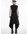 Punk Rave Black Gothic Punk Irregular Stud Belted Skirt for Men