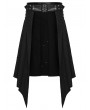 Punk Rave Black Gothic Punk Irregular Stud Belted Skirt for Men
