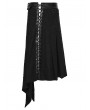 Punk Rave Black Gothic Punk Irregular Stud Belted Skirt for Men
