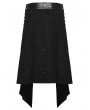 Punk Rave Black Gothic Punk Irregular Stud Belted Skirt for Men