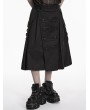 Punk Rave Black Gothic Cyberpunk Drape Pleated Skirt for Men