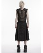 Punk Rave Black Gothic Cyberpunk Drape Pleated Skirt for Men