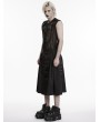 Punk Rave Black Gothic Cyberpunk Drape Pleated Skirt for Men