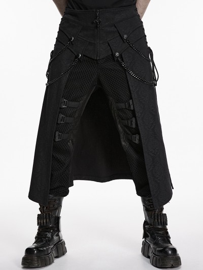 Punk Rave Black Gothic Punk Personalized Street Skirt for Men