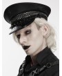 Punk Rave Black Gothic Punk Studded Military Style Hat for Men