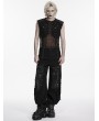 Punk Rave Black Gothic Punk Mesh Perforated Vest Top for Men