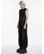 Punk Rave Black Gothic Punk Mesh Perforated Vest Top for Men