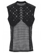 Punk Rave Black Gothic Punk Mesh Perforated Vest Top for Men