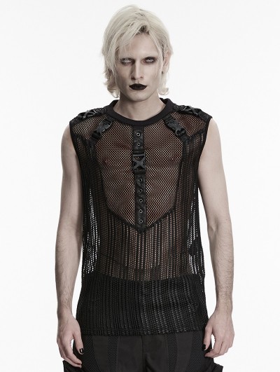 Punk Rave Black Gothic Punk Street Rebel Visual Vest Top for Men