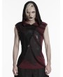 Punk Rave Black and Red Punk Gothic Printed Hooded Tank Top for Men