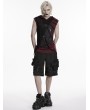 Punk Rave Black and Red Punk Gothic Printed Hooded Tank Top for Men