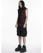 Punk Rave Black and Red Punk Gothic Printed Hooded Tank Top for Men