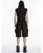 Punk Rave Black and Red Punk Gothic Printed Hooded Tank Top for Men