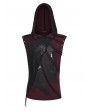 Punk Rave Black and Red Punk Gothic Printed Hooded Tank Top for Men