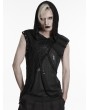 Punk Rave Black Punk Gothic Printed Hooded Tank Top for Men