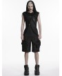 Punk Rave Black Punk Gothic Printed Hooded Tank Top for Men