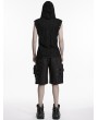 Punk Rave Black Punk Gothic Printed Hooded Tank Top for Men