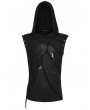 Punk Rave Black Punk Gothic Printed Hooded Tank Top for Men