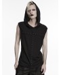 Punk Rave Black Gothic Dark Cross Rings Hooded Tank Top for Men