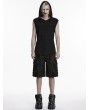 Punk Rave Black Gothic Dark Cross Rings Hooded Tank Top for Men