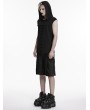 Punk Rave Black Gothic Dark Cross Rings Hooded Tank Top for Men