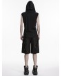 Punk Rave Black Gothic Dark Cross Rings Hooded Tank Top for Men