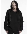Punk Rave Black Gothic Cyberpunk Mesh Knitted Hoodie for Men
