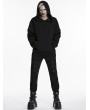 Punk Rave Black Gothic Cyberpunk Mesh Knitted Hoodie for Men