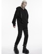 Punk Rave Black Gothic Cyberpunk Mesh Knitted Hoodie for Men