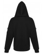 Punk Rave Black Gothic Cyberpunk Mesh Knitted Hoodie for Men