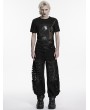 Punk Rave Black Gothic Printed Punk Mesh Spliced T-Shirt for Men