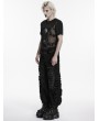 Punk Rave Black Gothic Printed Punk Mesh Spliced T-Shirt for Men