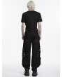 Punk Rave Black Gothic Printed Punk Mesh Spliced T-Shirt for Men