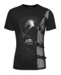 Punk Rave Black Gothic Printed Punk Mesh Spliced T-Shirt for Men