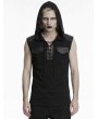 Punk Rave Black Gothic Punk Simple Hooded Sleeveless T-Shirt for Men
