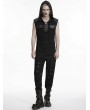 Punk Rave Black Gothic Punk Simple Hooded Sleeveless T-Shirt for Men