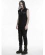 Punk Rave Black Gothic Punk Simple Hooded Sleeveless T-Shirt for Men