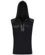Punk Rave Black Gothic Punk Simple Hooded Sleeveless T-Shirt for Men